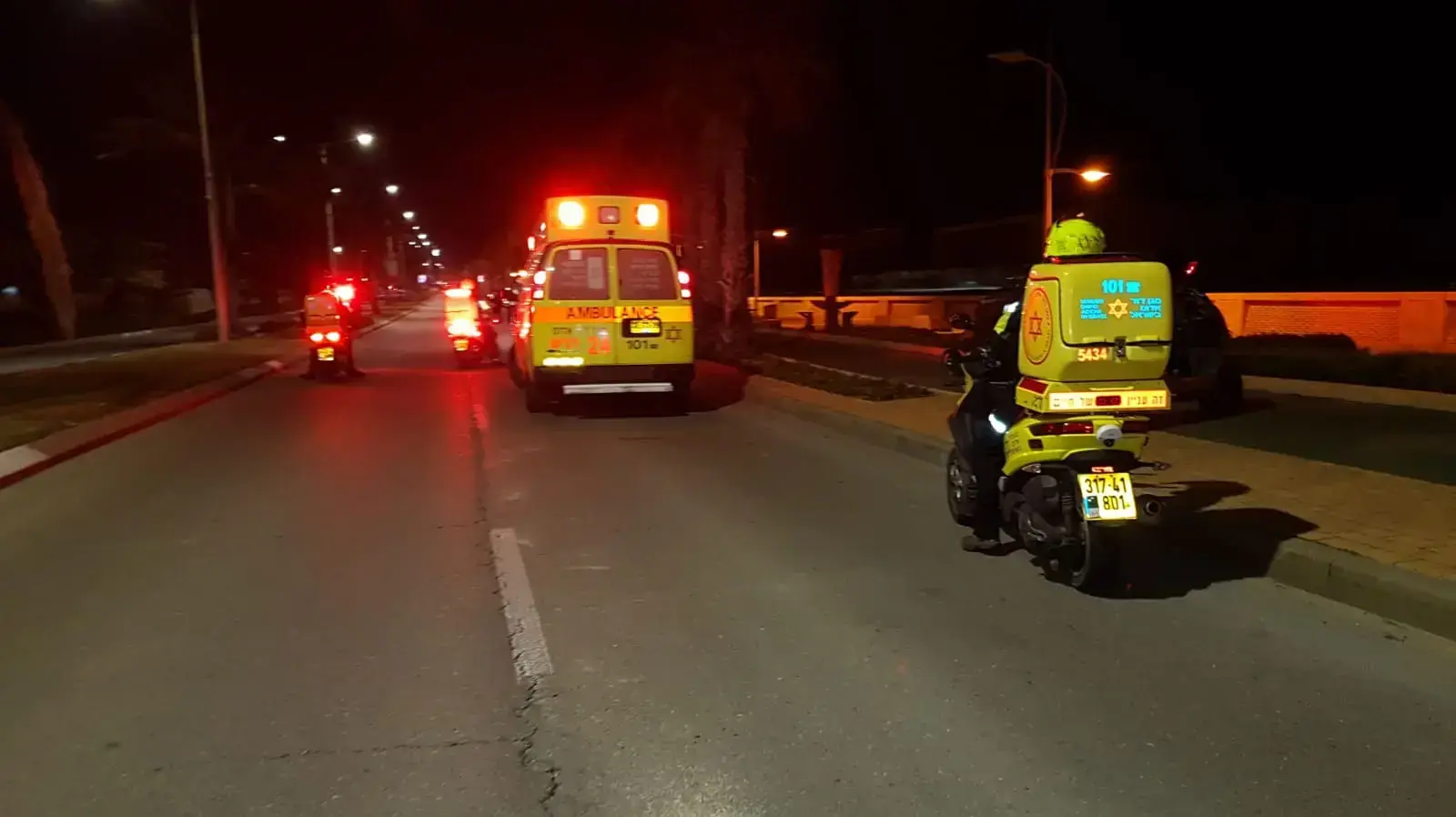 זירת התאונה בה נהרג רוכב אופנוע בן 25 בהתהפכות עצמית באשדוד. 13 בפברואר 2020.