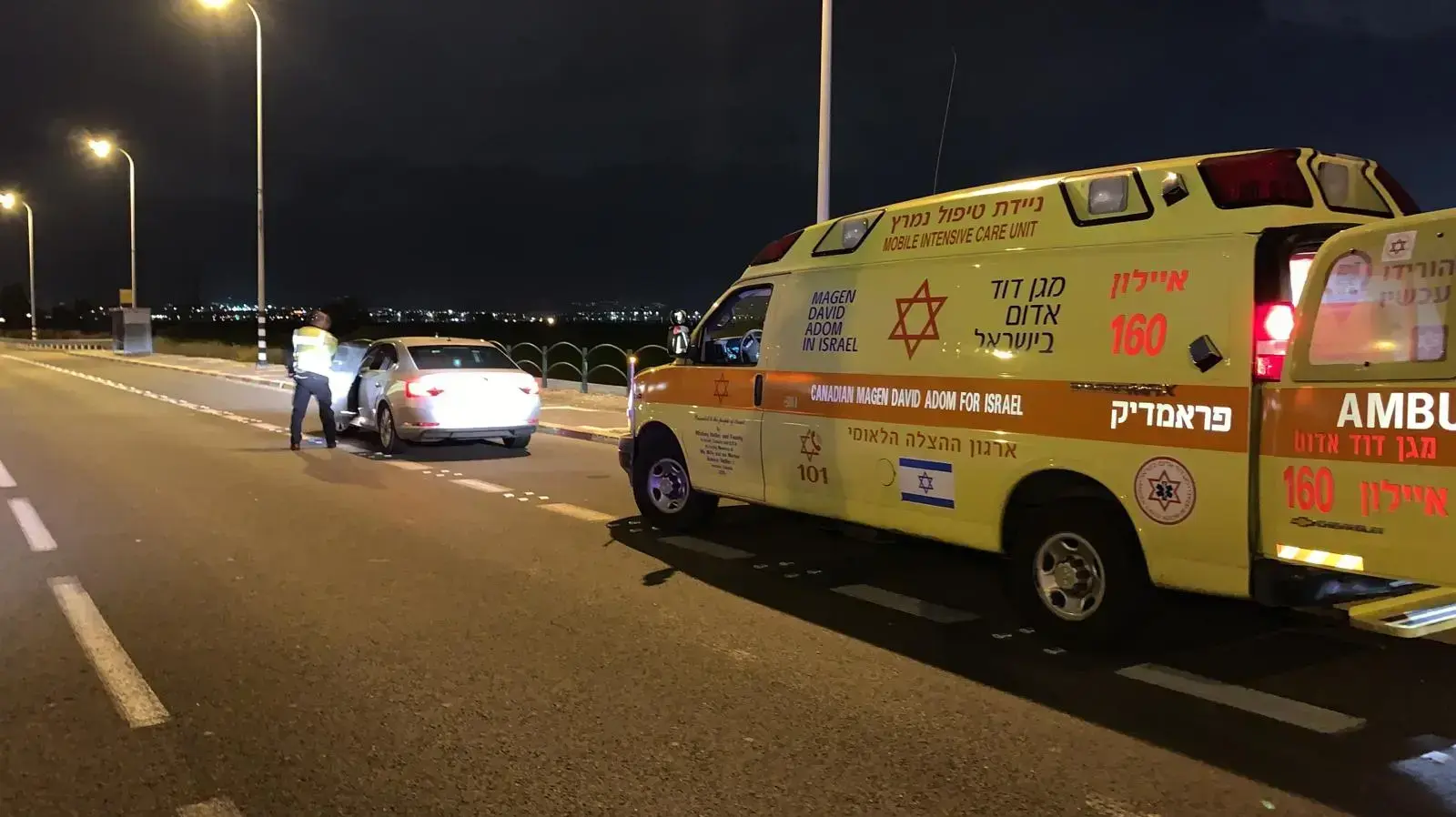 זירת התאונה בה נהרג רוכב אופניים חשמליים כבן 30 ברחוב אריק איינשטיין באור יהודה. 22 בפברואר 2020.