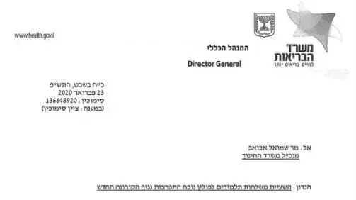 מכתב ששיגר מנכ"ל משרד הבריאות לעמיתו ממשרד החינוך בנושא המסעות לפולין מכתב ששיגר מנכ"ל משרד הבריאות לעמיתו ממשרד החינוך בנושא המסעות לפולין