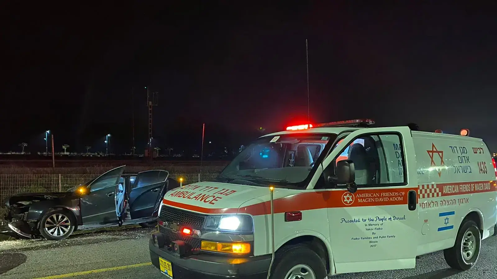 זירת תאונת הטרקטורון בכביש 4 סמוך לניצן