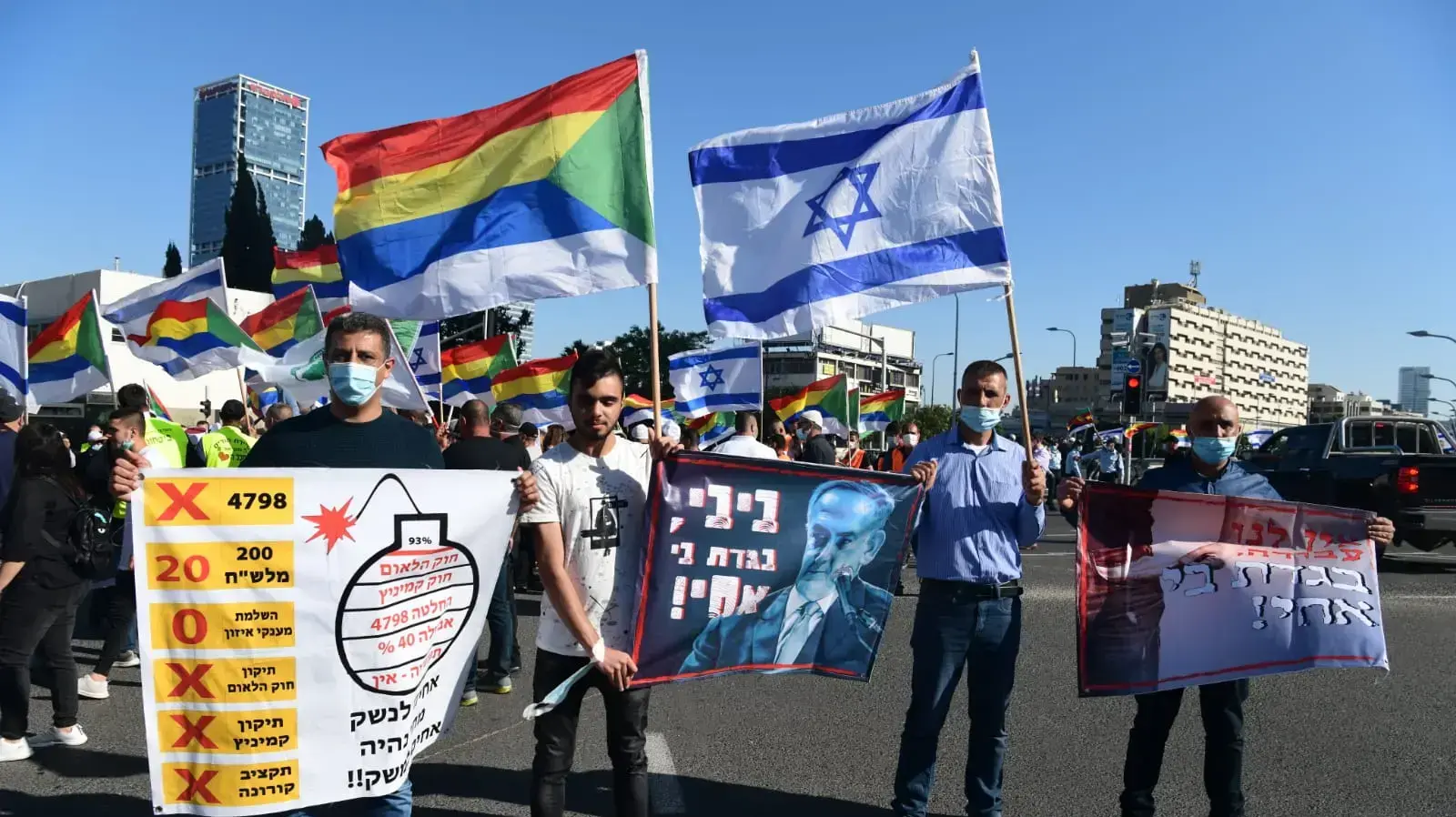 מחאת הדרוזים והצ'רקסים סמוך לגשר השלום בתל אביב 10 במאי 2020 מחאת הדרוזים והצ'רקסים סמוך לגשר השלום בתל אביב 10 במאי 2020