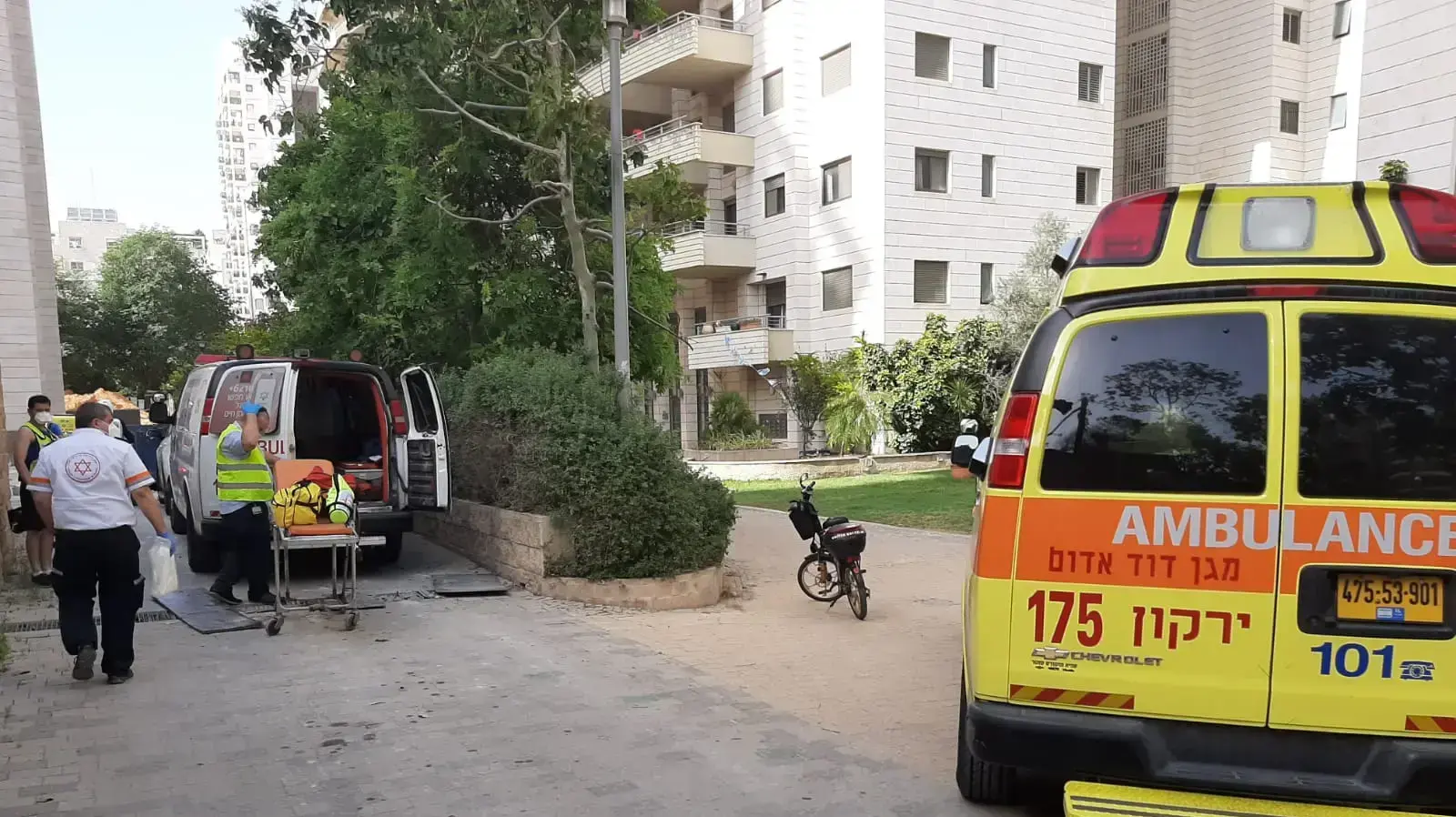 זירת אירוע תאונת העבודה בגבעת שמואל - ה-17 למאי 2020 זירת אירוע תאונת העבודה בגבעת שמואל - ה-17 למאי 2020