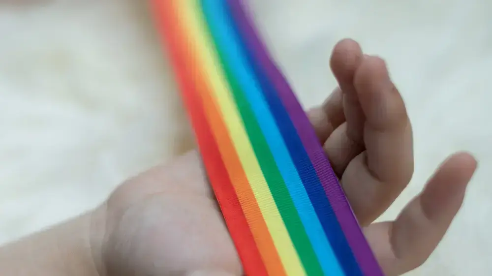 יד של ילד וצבעי הגאווה יד של ילד וצבעי הגאווה