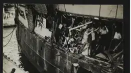 אוניית המעפילים אקסודוס עוגנת בנמל חיפה. 1947 אוניית המעפילים אקסודוס עוגנת בנמל חיפה. 1947