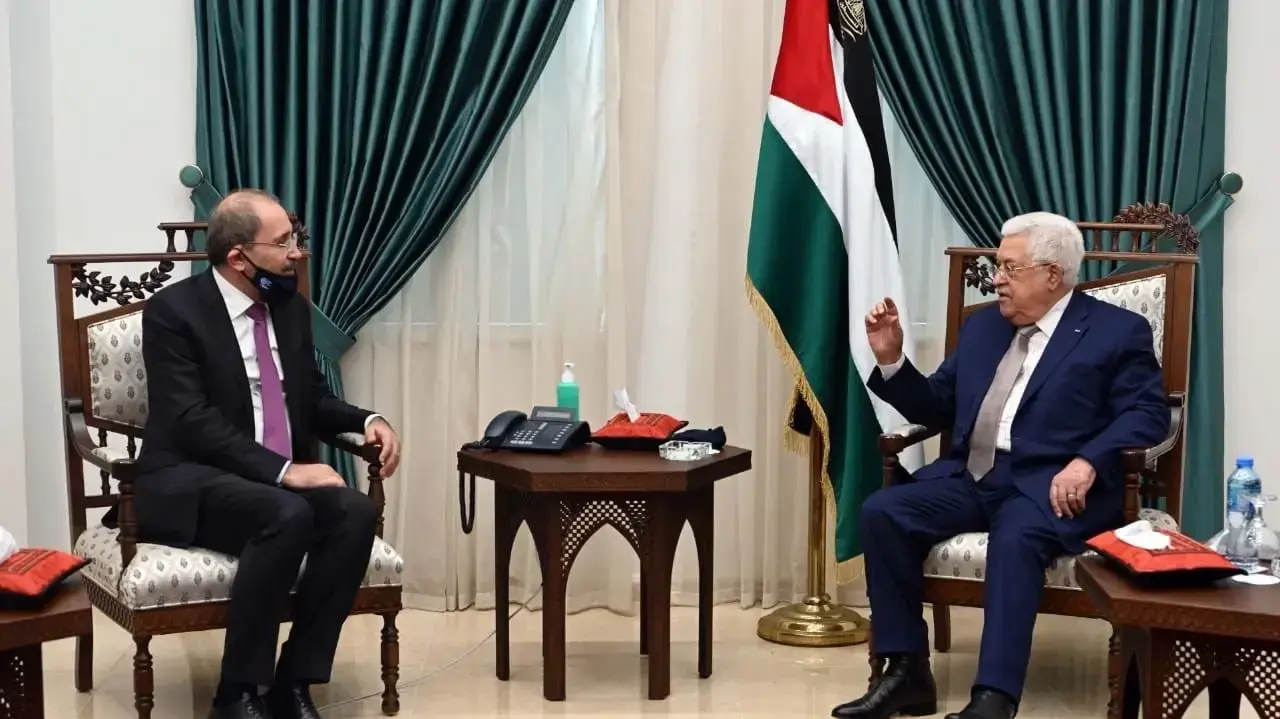 פגישת נשיא הרש"פ, אבו מאזן ושר החוץ הירדני איימן א-ספד במוקטעה 18 בינו 2020