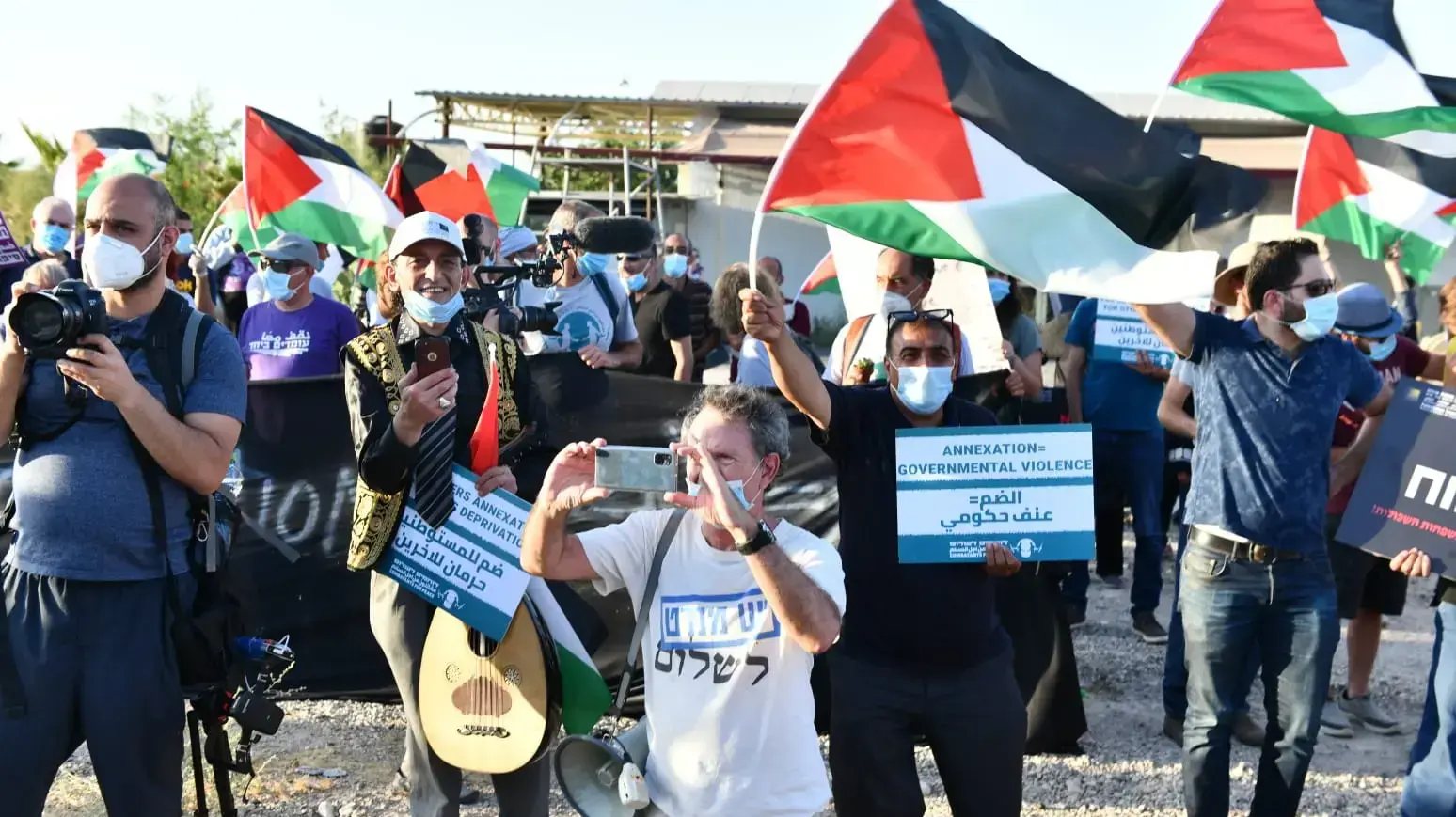 הפגנת מחאה נגד תכנית הסיפוח והכיבוש בצומת אלמוג בבקעה 27 ביוני 2020 