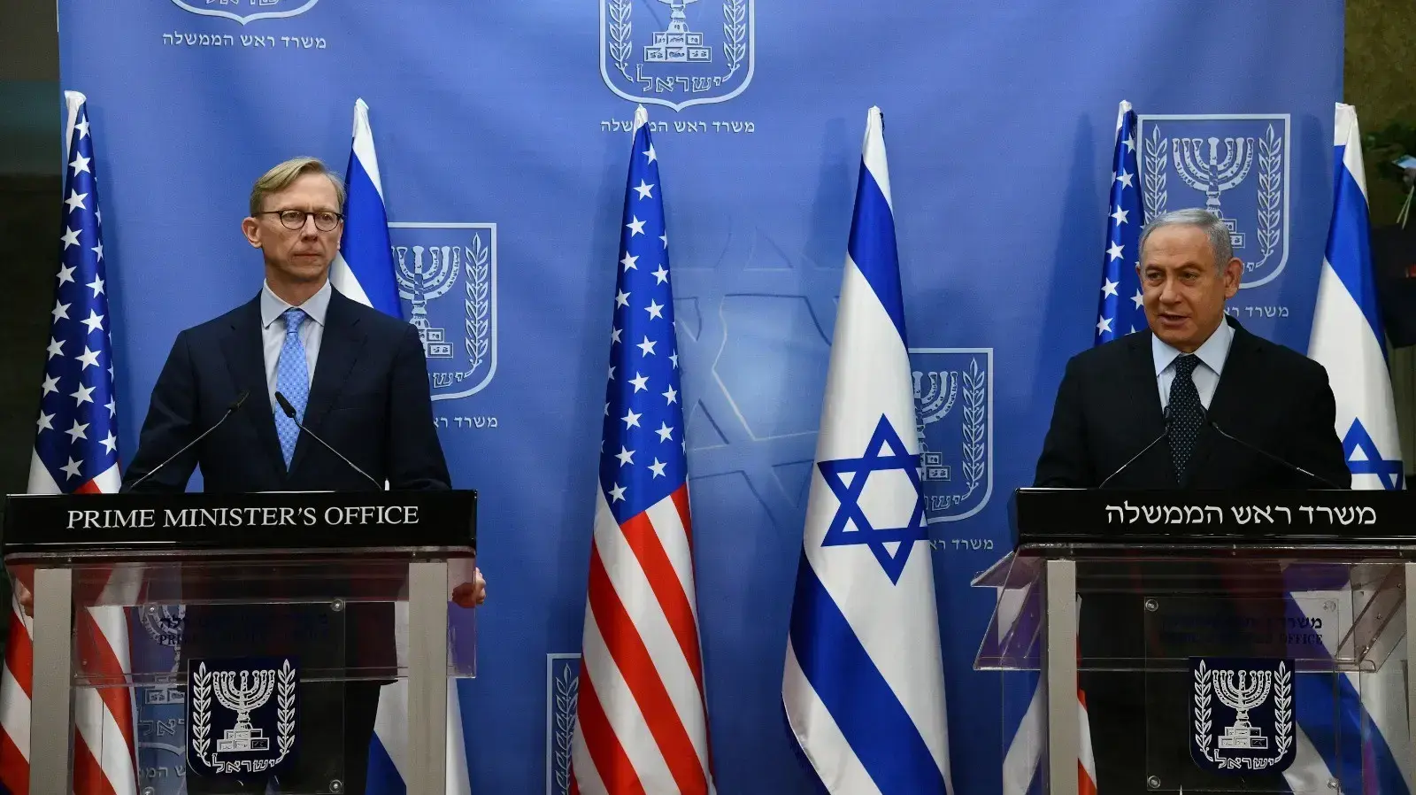 הצהרות לתקשורת של רה"מ, בנימין נתניהו והשליח האמריקני המיוחד לענייני איראן בלשכת רה"מ, ירושלים 30 ביוני 2020