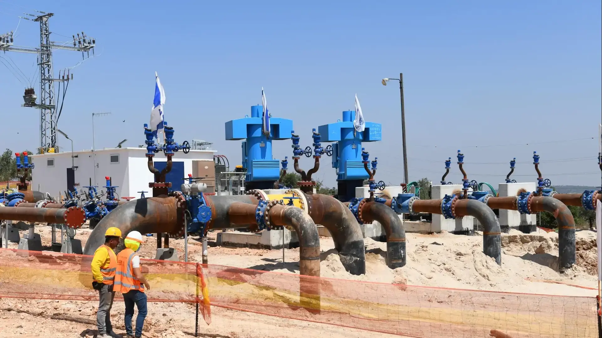 מתקן מים של מקורות בשלבי סיום בניה, ליד איזור תעשייה ברקן, 15 ביולי 2020
