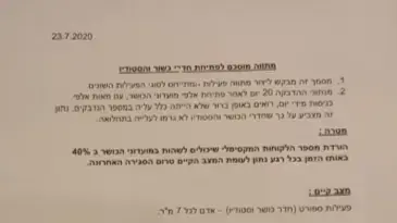המתווה שהוצע מטעם נציגי חדרי הכושר לפתיחה ברקע התפשטות נגיף הקורונה המתווה שהוצע מטעם נציגי חדרי הכושר לפתיחה ברקע התפשטות נגיף הקורונה