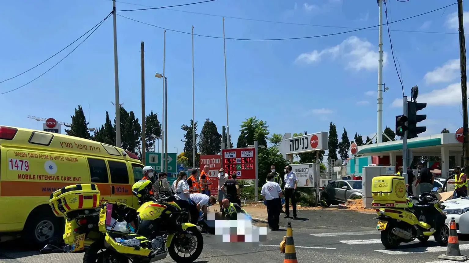 זירת התאונה בהרצליה - 24/7/2020 זירת התאונה בהרצליה - 24/7/2020