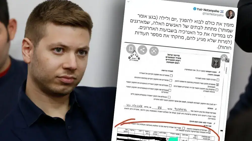 יאיר נתניהו והציוץ בו חשף את פרטיהם של חלק ממובילי המחאה נגד אביו וקרא להגיע לבתיהם