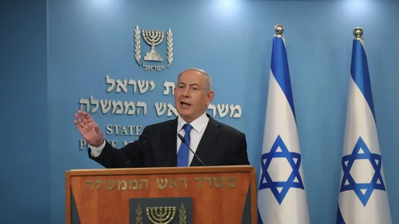 ראש הממשלה, בנימין נתניהו מתייחס במהלך נאומו לההסכם ההסיטורי עם איחוד האמירויות 13 באוגוסט 2020 ראש הממשלה, בנימין נתניהו מתייחס במהלך נאומו לההסכם ההסיטורי עם איחוד האמירויות 13 באוגוסט 2020