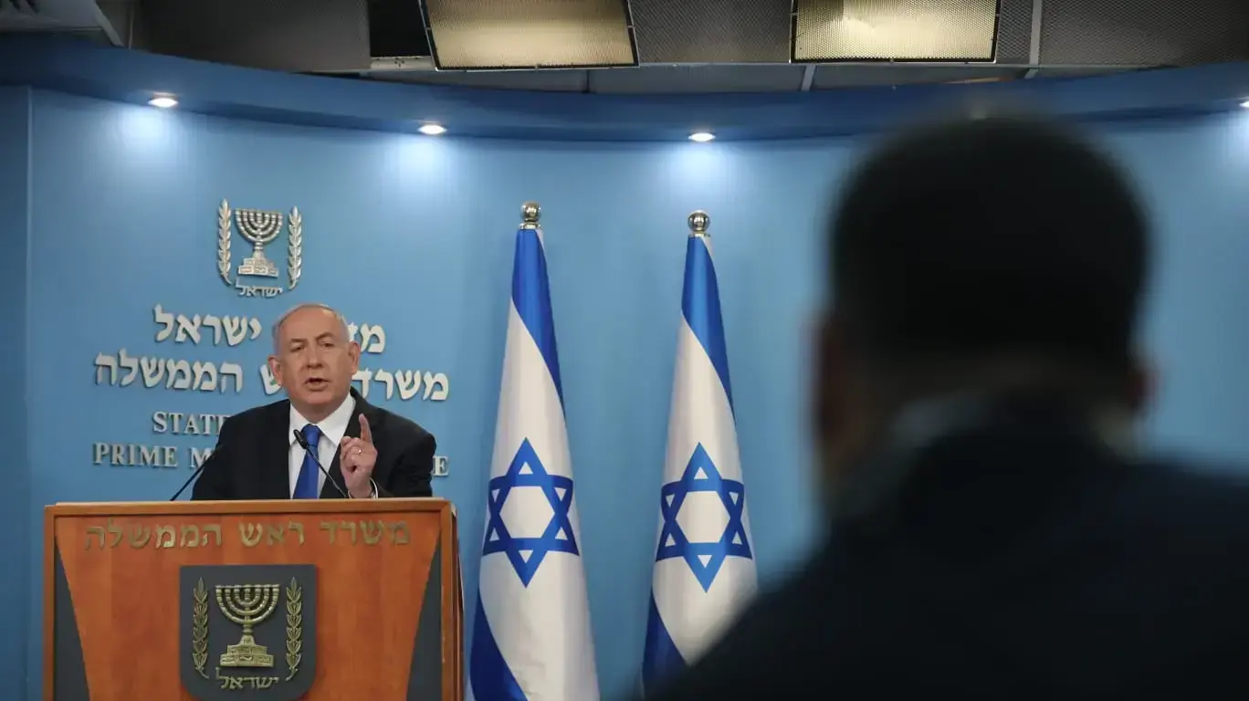ראש הממשלה, בנימין נתניהו מתייחס במהלך נאומו לההסכם ההסיטורי עם איחוד האמירויות 13 באוגוסט 2020 ראש הממשלה, בנימין נתניהו מתייחס במהלך נאומו לההסכם ההסיטורי עם איחוד האמירויות 13 באוגוסט 2020