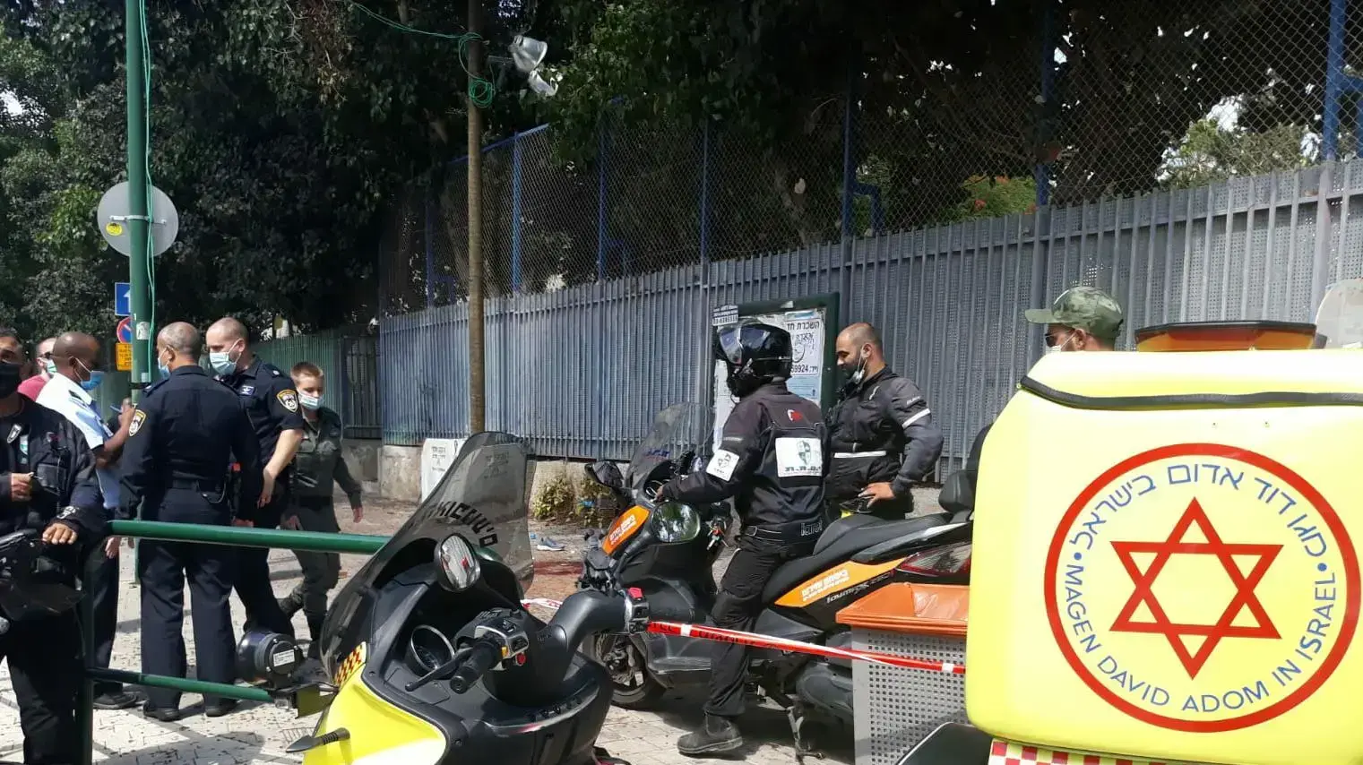 זירת אירוע הדקירה בתל אביב 16 באוגוסט 2020 