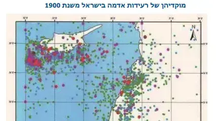 מוקדי רעידות אדמה בישראל מ-1900 מוקדי רעידות אדמה בישראל מ-1900