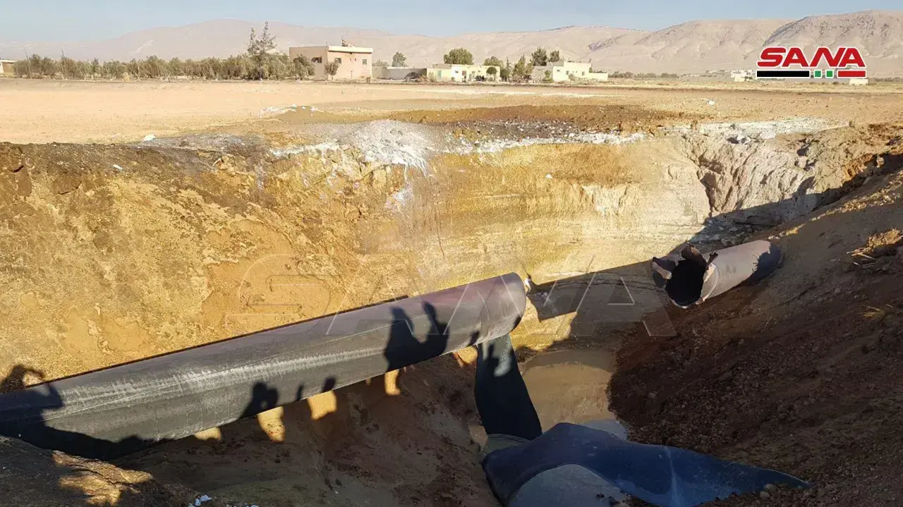 צינור הגז שהתפוצץ בסוריה וגרם להפסקת חשמל צינור הגז שהתפוצץ בסוריה וגרם להפסקת חשמל