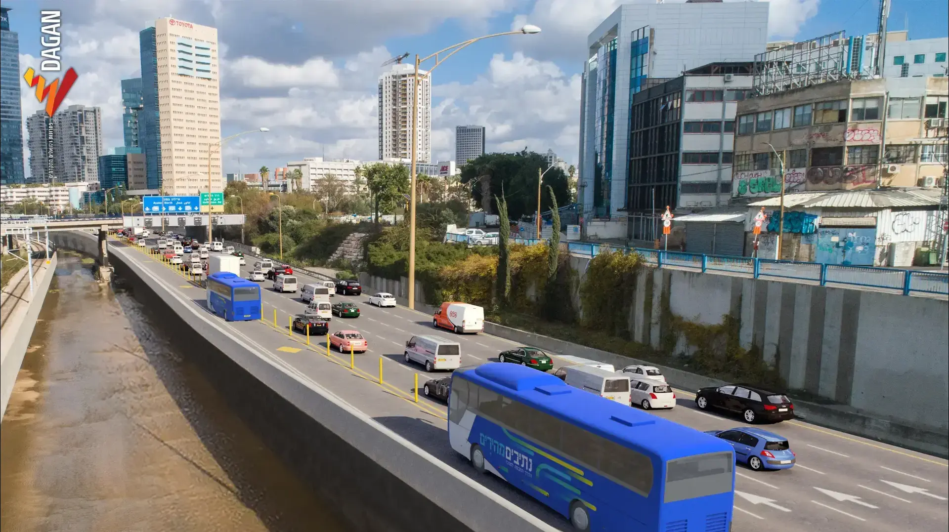 הדמיה - הנתיב הרביעי שנבנה מעל הנחל הדמיה - הנתיב הרביעי שנבנה מעל הנחל