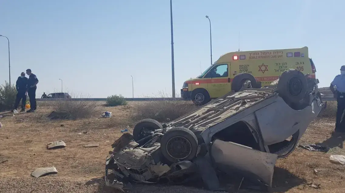 זירת תאונת הדרכים בצומת שוקת 13 בפסטמבר 2020 