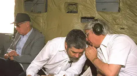 שמעון שבס, איתן הבר ויצחק רבין בטיסה לסיור בצפון, 3 בנובמבר 1992 שמעון שבס, איתן הבר ויצחק רבין בטיסה לסיור בצפון, 3 בנובמבר 1992