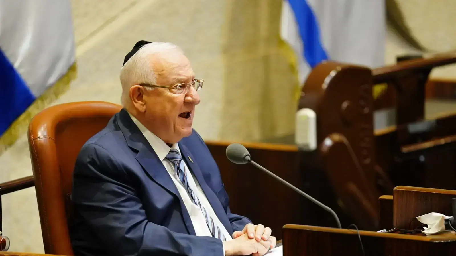 נשיא המדינה, ראובן (רובי) ריבלין במהלך נאומו בפתיחת מושב החורף של הכנסת 12 באוקטובר 2020 נשיא המדינה, ראובן (רובי) ריבלין במהלך נאומו בפתיחת מושב החורף של הכנסת 12 באוקטובר 2020