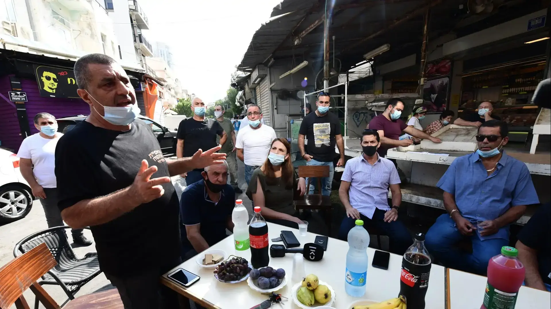 מפגש ראשי שווקים בדרישה לפתוח אותם לאחר הסגר, שוק הכרמל, ת"א, 20 באוקטובר 2020 מפגש ראשי שווקים בדרישה לפתוח אותם לאחר הסגר, שוק הכרמל, ת"א, 20 באוקטובר 2020