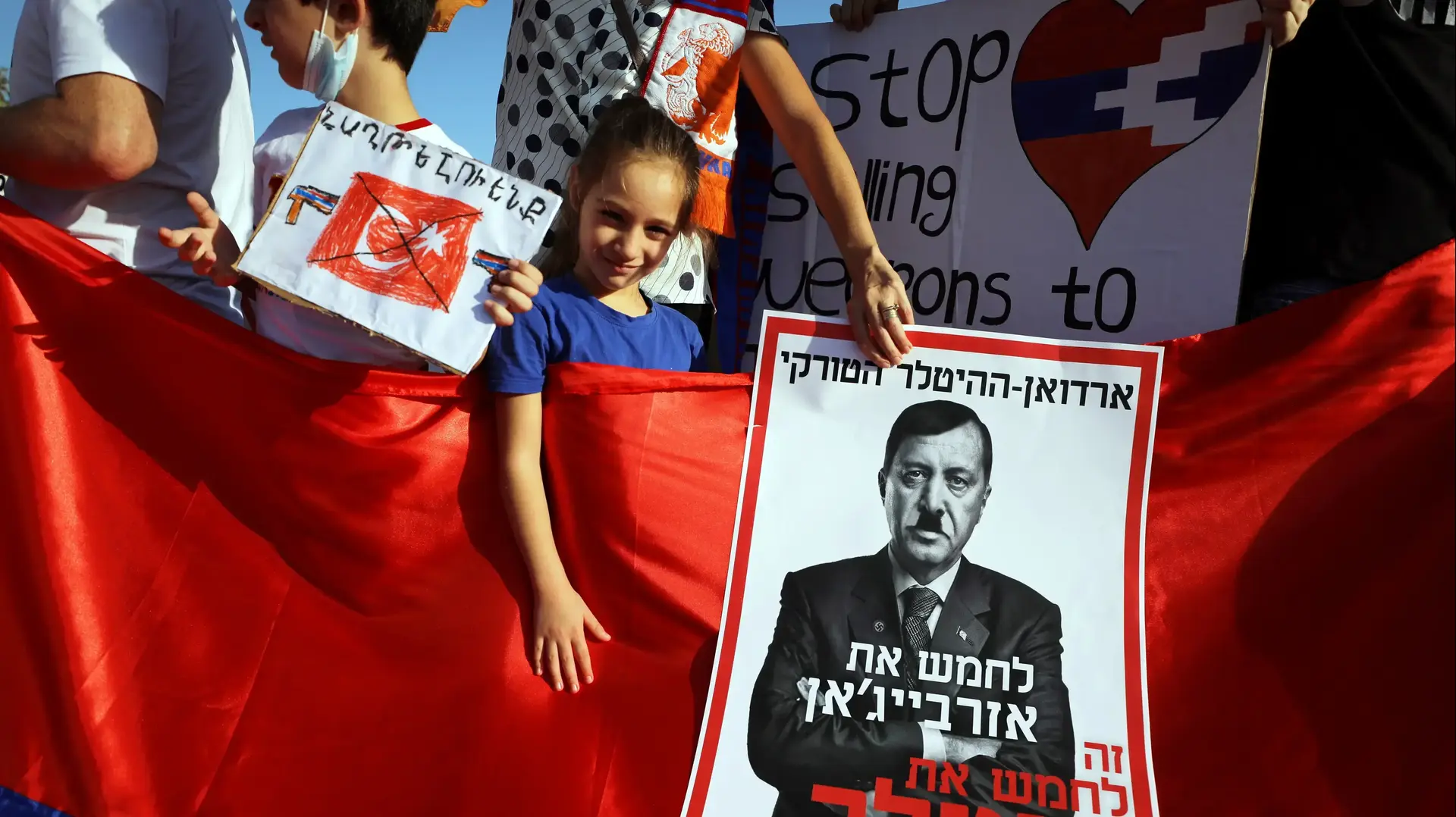 הפגנה של חברי הקהילה הארמנית מול משרד החוץ בירושלים נגד חימוש אזרבייג'ן ונגד טורקיה, 22 באוקטובר 2020