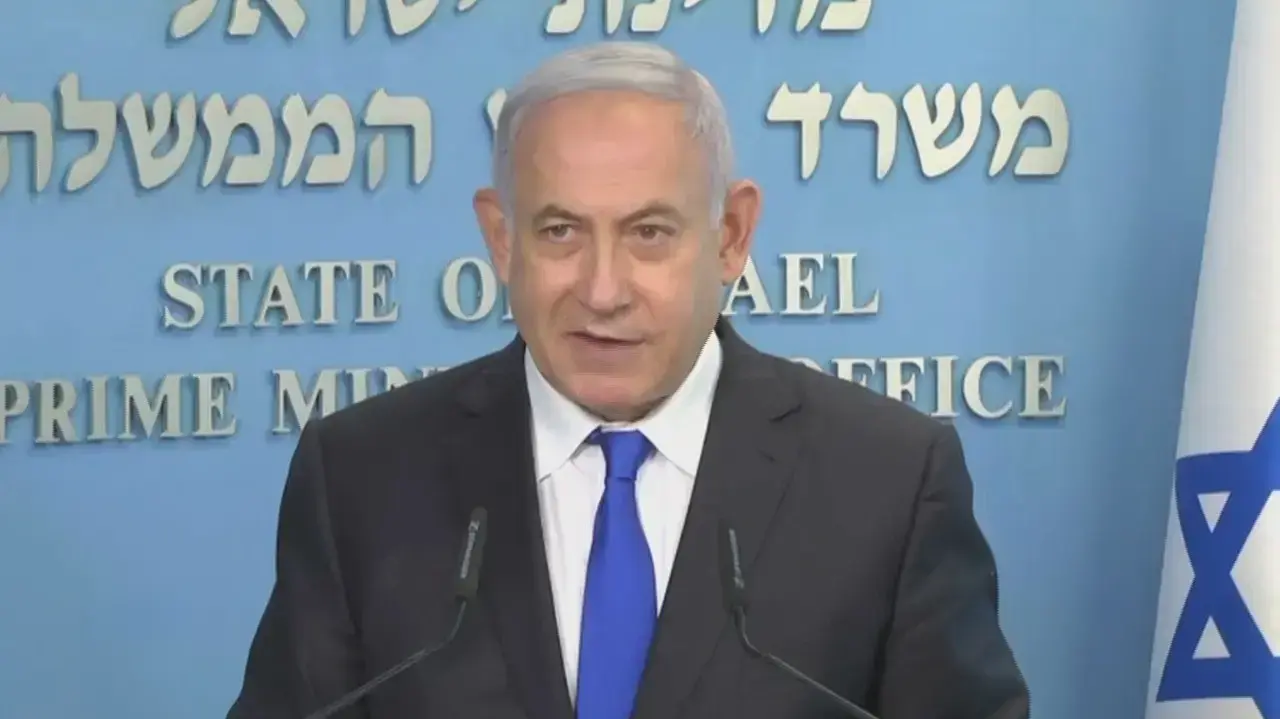 ראש הממשלה, בנימין נתניהו במהלך נאומו במשרדו בירושלים 16 בנובמבר 2020 ראש הממשלה, בנימין נתניהו במהלך נאומו במשרדו בירושלים 16 בנובמבר 2020