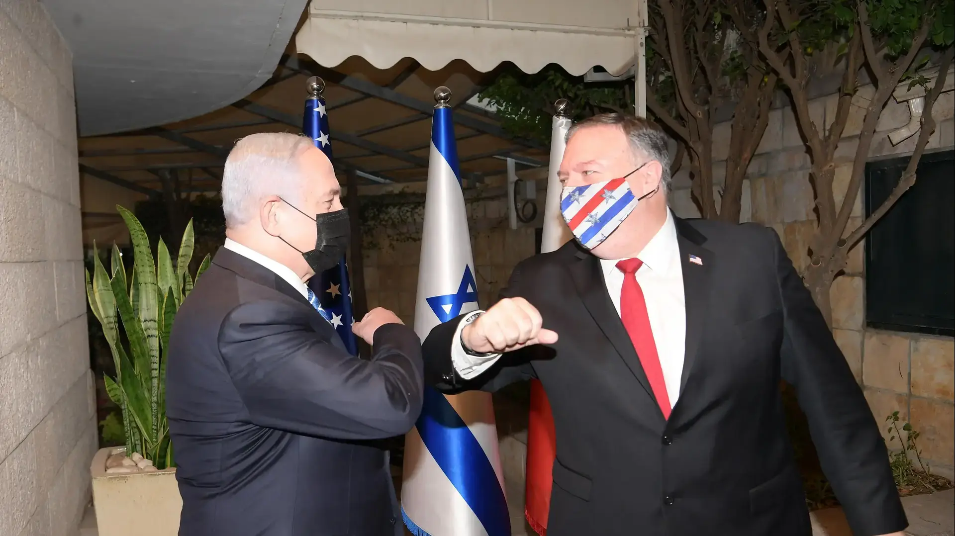 ההצהרות המשותפות של ראש הממשלה, בנימין נתניהו, שר החוץ האמריקני מייק פומפאו ושר החוץ של בחריין עבד אללטיף בן ראשד אלזיאני במשרד רה"מ בירושלים 18 בנובמבר 2020