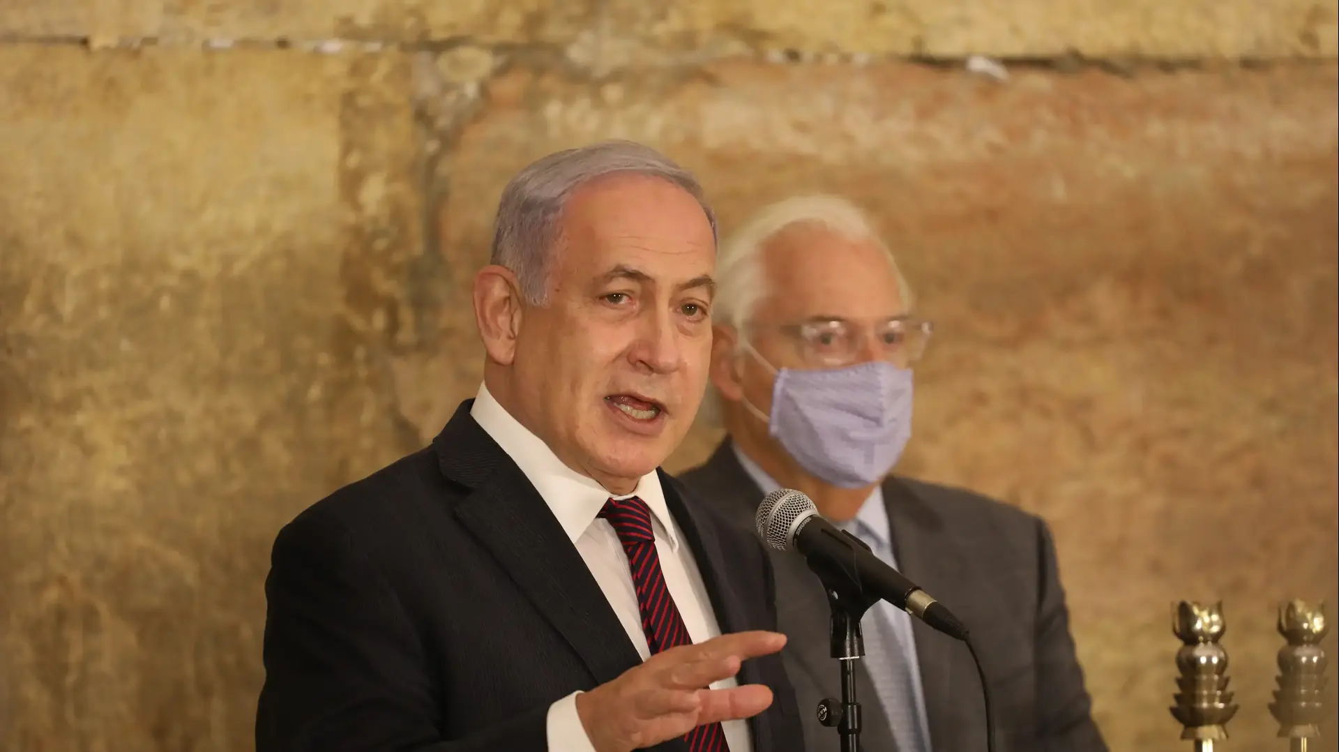 ראש הממשלה, בנימין נתניהו במהלך הצהרה בכותל 10 בדצמבר 2020 ראש הממשלה, בנימין נתניהו במהלך הצהרה בכותל 10 בדצמבר 2020