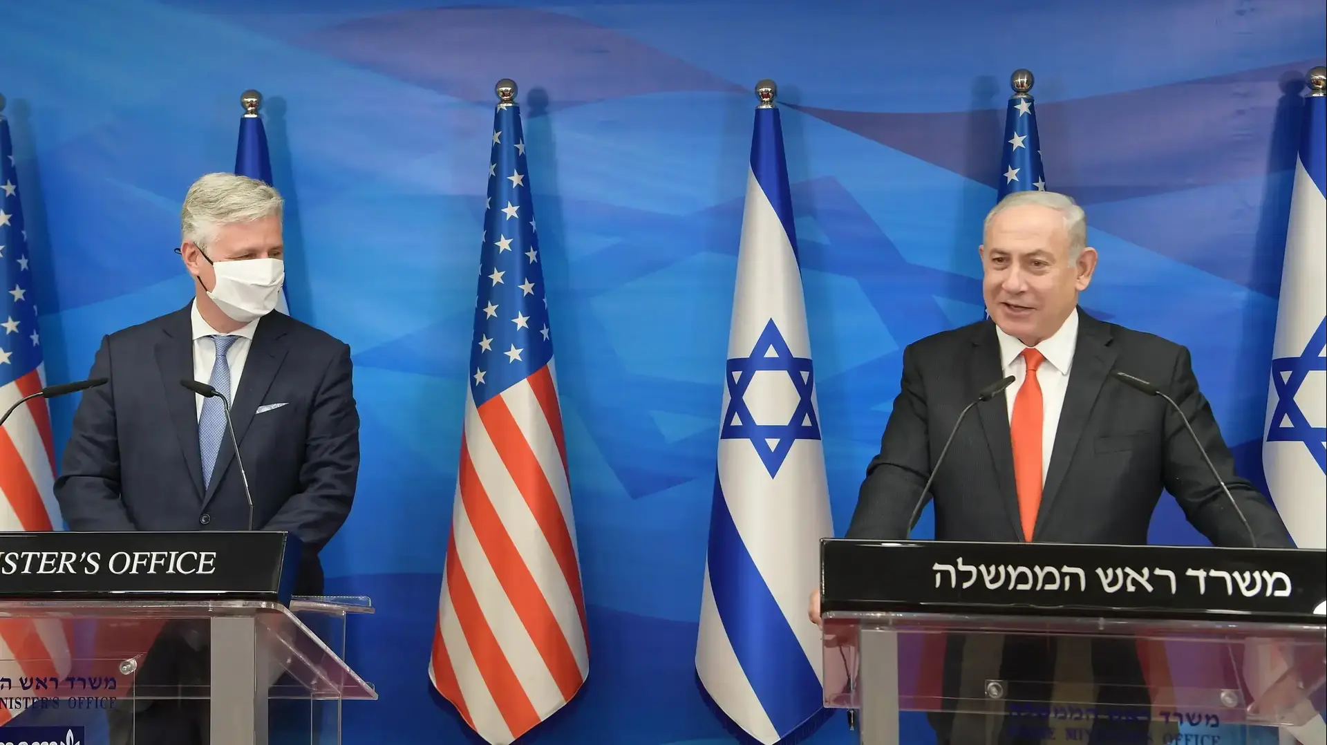 פגישת ראש הממשלה בנימין נתניהו עם היועץ לבטחון לאומי של ארה"ב אוברייאן.13 בדצמבר 2020 פגישת ראש הממשלה בנימין נתניהו עם היועץ לבטחון לאומי של ארה"ב אוברייאן.13 בדצמבר 2020