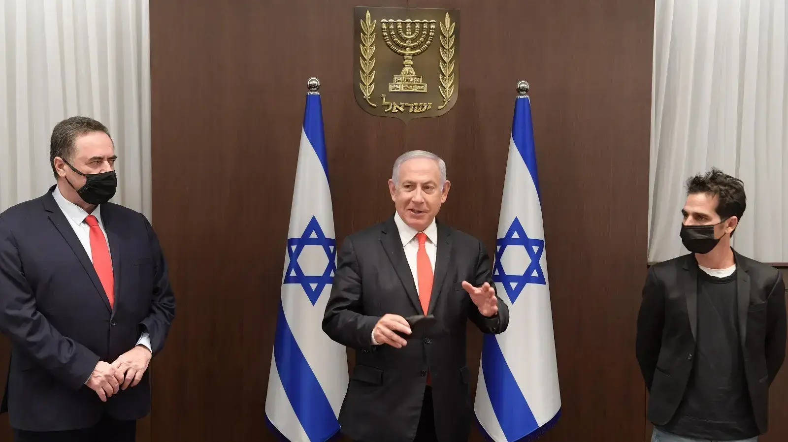 אביב גפן' בנימין נתניהו' ישראל כץ אביב גפן' בנימין נתניהו' ישראל כץ