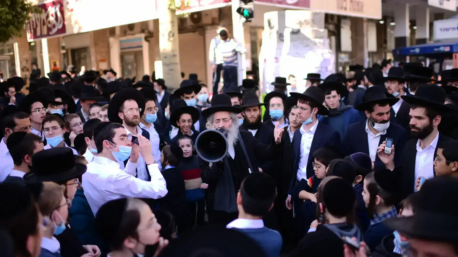 מפגינים חרדים, כיכר השבת בני ברק, 24 בינואר 2021