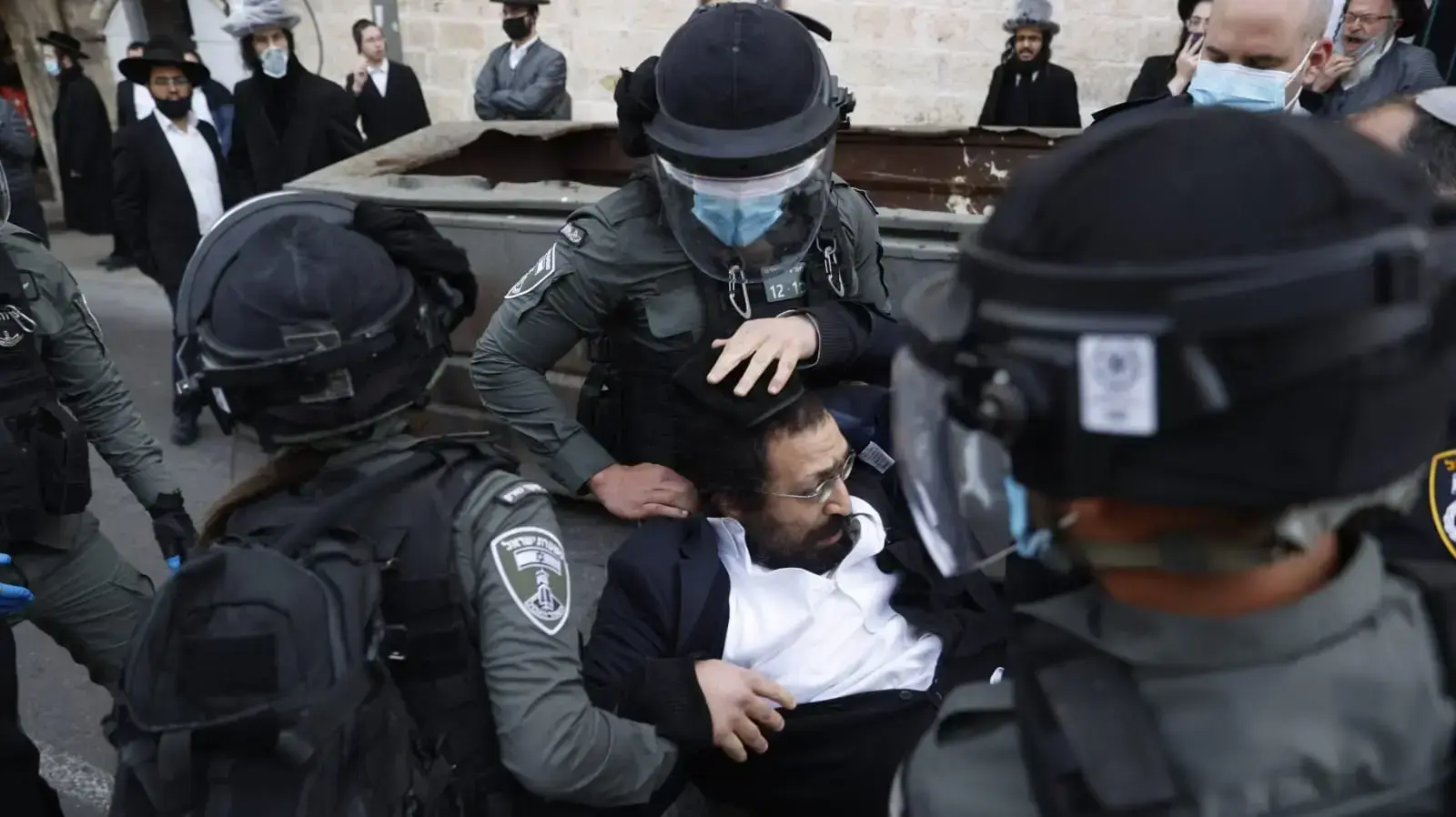 מחאת חרדים ברקע אכיפת הסגר בירושלים 26 בינואר 2021 