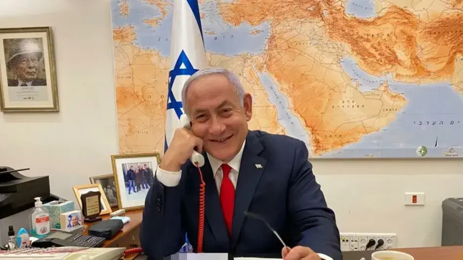 ראש הממשלה, בנימין נתניהו במהלך השיחה עם נשיא ארה"ב, ג'ו ביידן ראש הממשלה, בנימין נתניהו במהלך השיחה עם נשיא ארה"ב, ג'ו ביידן