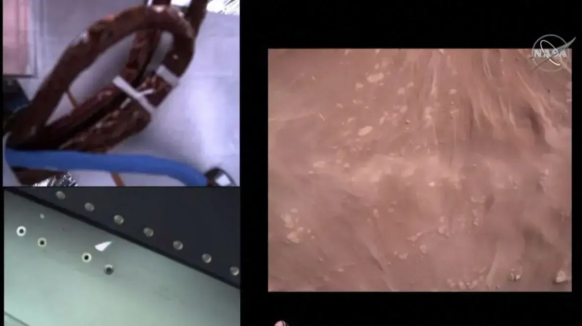 מתוך סרטון תיעוד שנאס"א פרסמה מרכב החלל "התמדה" במהלך הנחיתה על מאדים, 22 בפברואר 2021