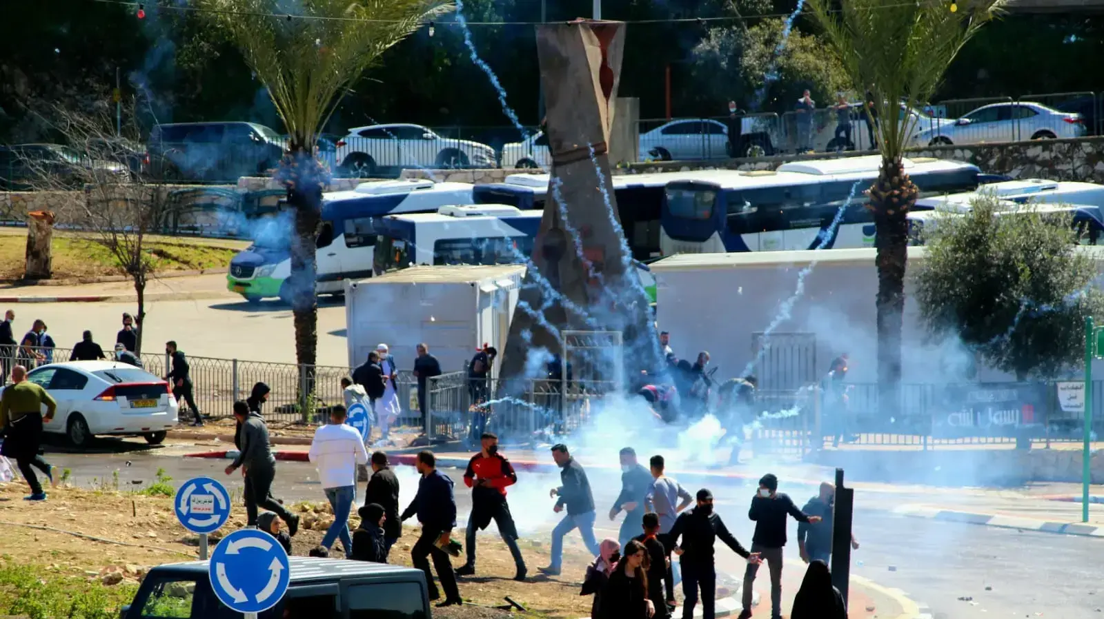 הפרות סדר במהלך הפגנה באום אל-פחם. 26 בפברואר 2021 הפרות סדר במהלך הפגנה באום אל-פחם. 26 בפברואר 2021