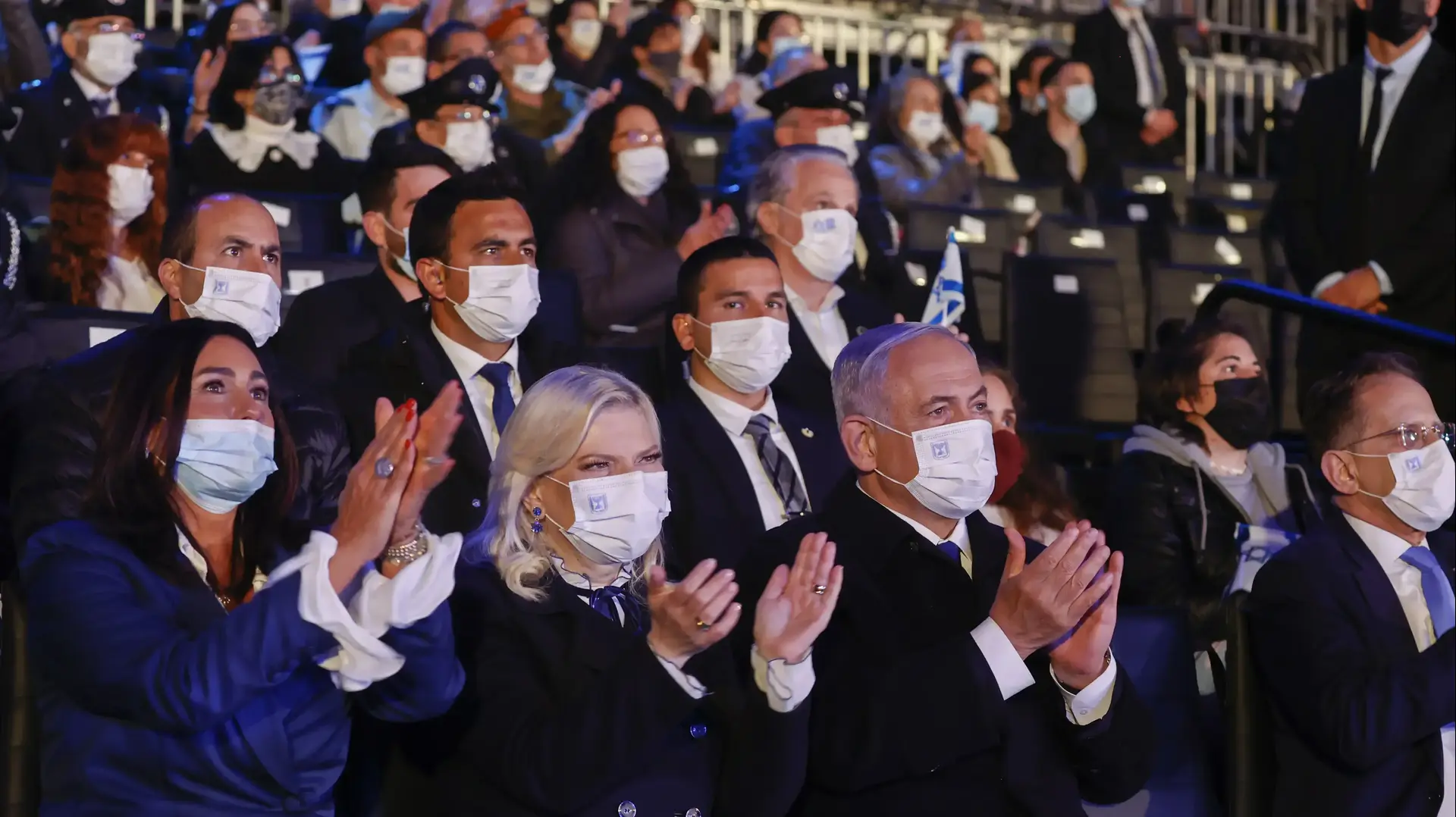 ראש הממשלה בנימין נתניהו ורעייתו שרה בטקס הדלקת המשואות, יום העצמאות ה-73, הר הרצל