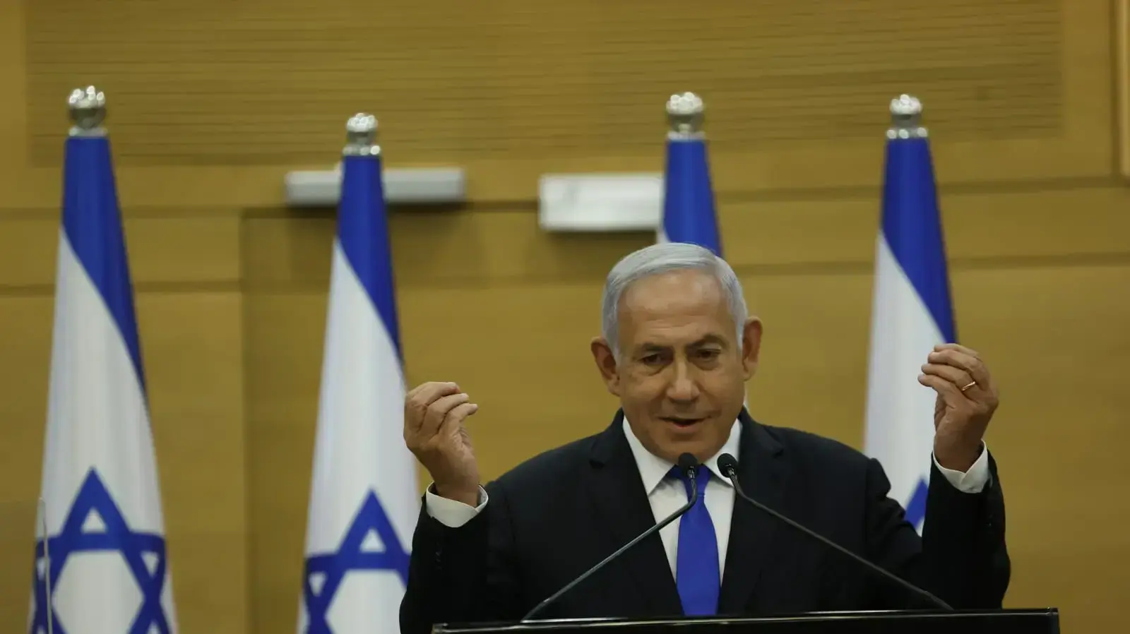 רה"מ, בנימין נתניהו במהלך הצהרה לתקשורת בכנסת 21 באפריל 2021 רה"מ, בנימין נתניהו במהלך הצהרה לתקשורת בכנסת 21 באפריל 2021