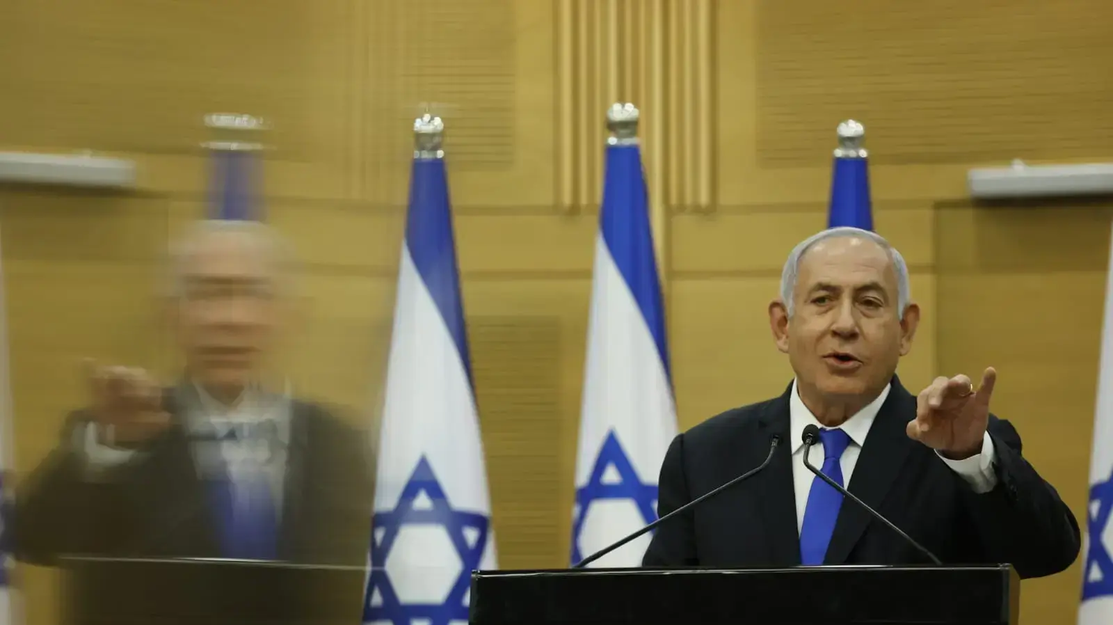 רה"מ, בנימין נתניהו במהלך הצהרה לתקשורת בכנסת 21 באפריל 2021 