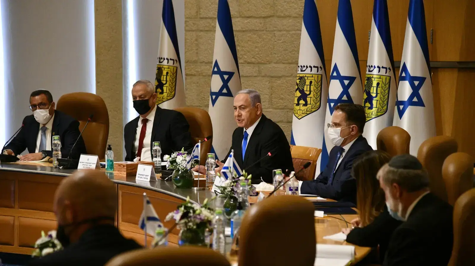 ראש הממשלה, בנימין נתניהו במהלך ישיבת ממשלה לרגל יום ירושלים בבניין העירייה 9 במאי 2021 ראש הממשלה, בנימין נתניהו במהלך ישיבת ממשלה לרגל יום ירושלים בבניין העירייה 9 במאי 2021