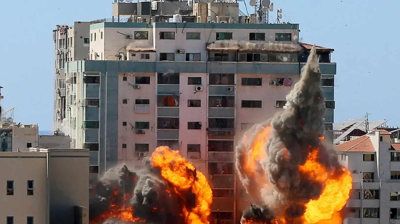 נזקי תקיפת צה"ל על מבנה בניין אלג'לאא בו משדרת רשת אל-ג'זירה ברצועה 15 במאי 2021