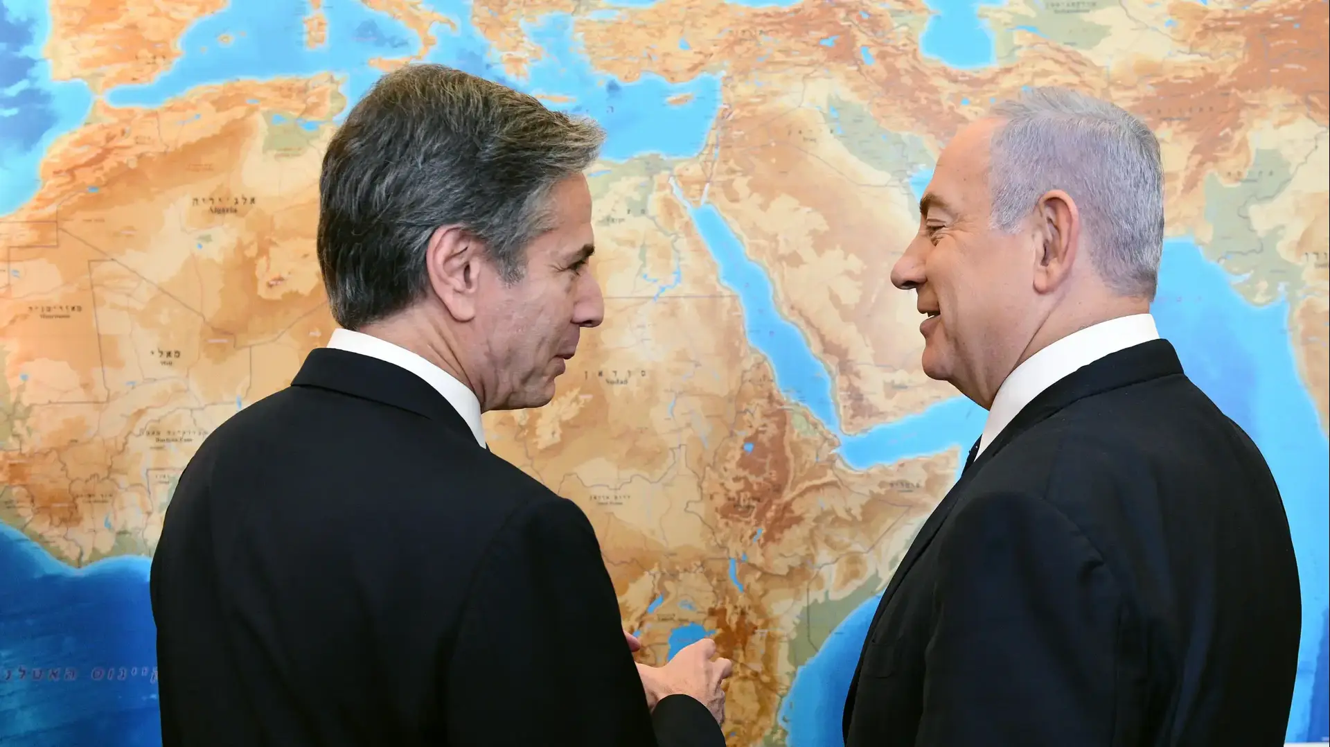 ראש הממשלה בנימין נתניהו בפגישה עם מזכיר המדינה האמריקני אנתוני בלינקן, בלשכת רה״מ בירושלים