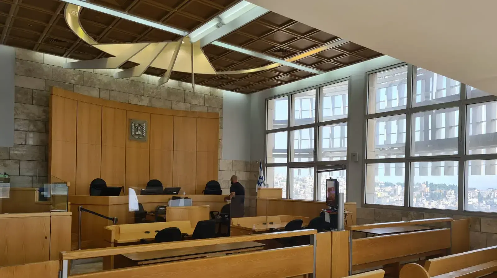 האולם בו ייערך היום דיון בבקשת זדורוב כי תגבה עדות מוקדמת מאולגה קרבצ'נקו, בימ"ש מחוזי נצרת, 31 במאי 2021