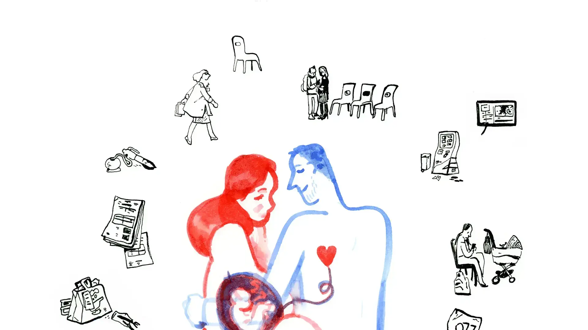 איור של נגל שוהם שכטר מתוך התערוכה "חדר המתנה" שמוצגת בפסטיבל אאוטליין ירושלים 2021 איור של נגל שוהם שכטר מתוך התערוכה "חדר המתנה" שמוצגת בפסטיבל אאוטליין ירושלים 2021