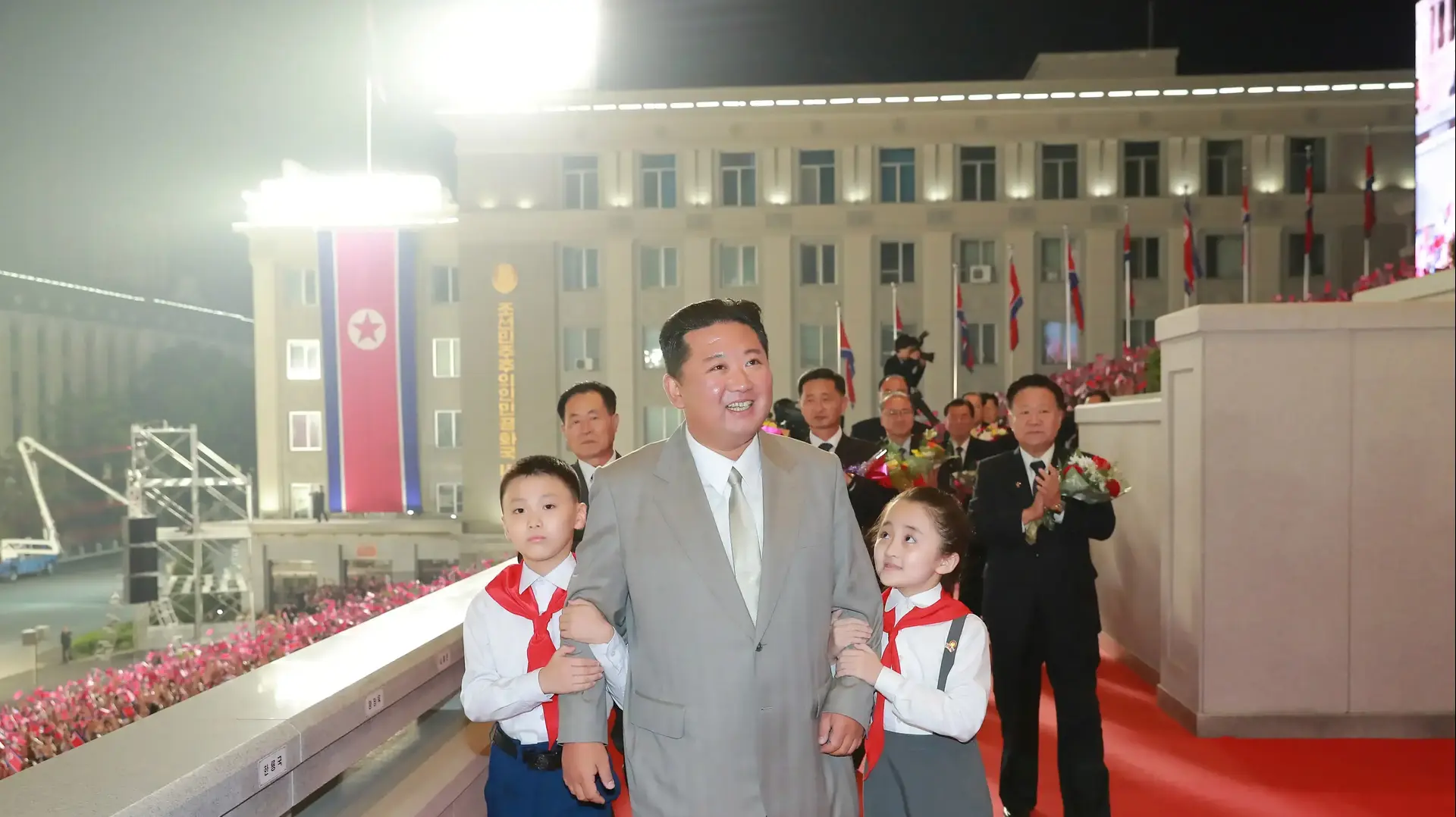 North Korea leader Kim Jong Un attends a paramilitary parade held to mark the 73rd founding anniversary of the republic at Kim Il Sung square in Pyongyang in this undated image supplied by North Korea's Korean Central News Agency on September 9, 2021. KCNA via REUTERS ATTENTION EDITORS - THIS IMAGE WAS PROVIDED BY A THIRD PARTY. REUTERS IS UNABLE TO INDEPENDENTLY VERIFY THIS IMAGE. NO THIRD PARTY SALES. SOUTH KOREA OUT. NO COMMERCIAL OR EDITORIAL SALES IN SOUTH KOREA.
North Korea leader Kim Jong Un attends a paramilitary parade held to mark the 73rd founding anniversary of the republic at Kim Il Sung square in Pyongyang in this undated image supplied by North Korea's Korean Central News Agency on September 9, 2021. KCNA via REUTERS ATTENTION EDITORS - THIS IMAGE WAS PROVIDED BY A THIRD PARTY. REUTERS IS UNABLE TO INDEPENDENTLY VERIFY THIS IMAGE. NO THIRD PARTY SALES. SOUTH KOREA OUT. NO COMMERCIAL OR EDITORIAL SALES IN SOUTH KOREA.