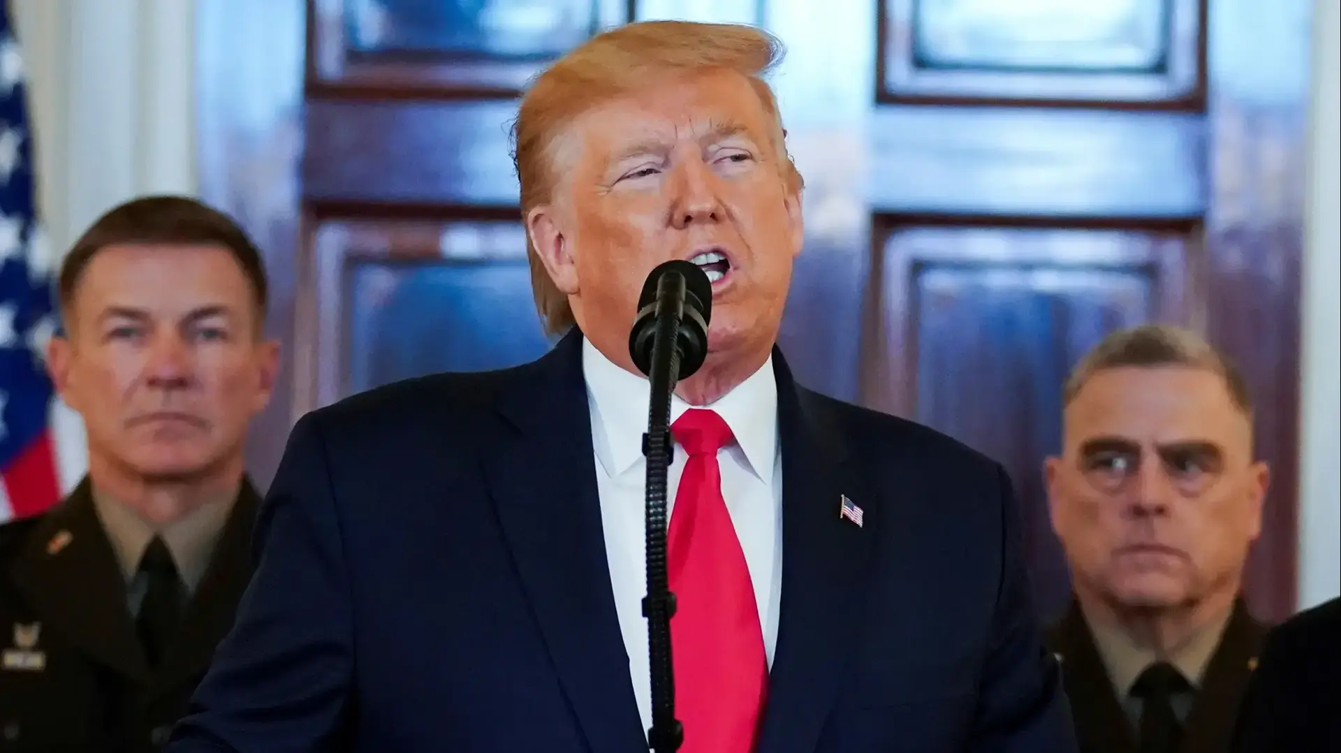 טראמפ בהצהרה בנושא עיראק. 8 בינואר 2020
