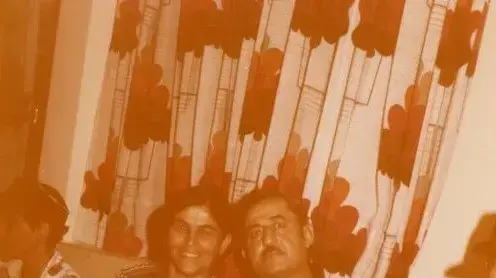 בנימין שמולה ורעייתו גאולה באירוע משפחתי, 1954 בנימין שמולה ורעייתו גאולה באירוע משפחתי, 1954