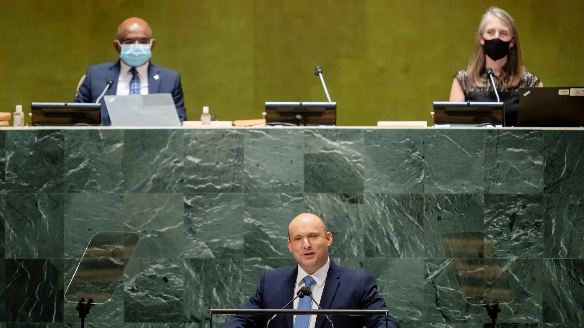 ראש הממשלה נפתלי בנט נואם בעצרת האו"ם 27 בספטמבר 2021 ראש הממשלה נפתלי בנט נואם בעצרת האו"ם 27 בספטמבר 2021