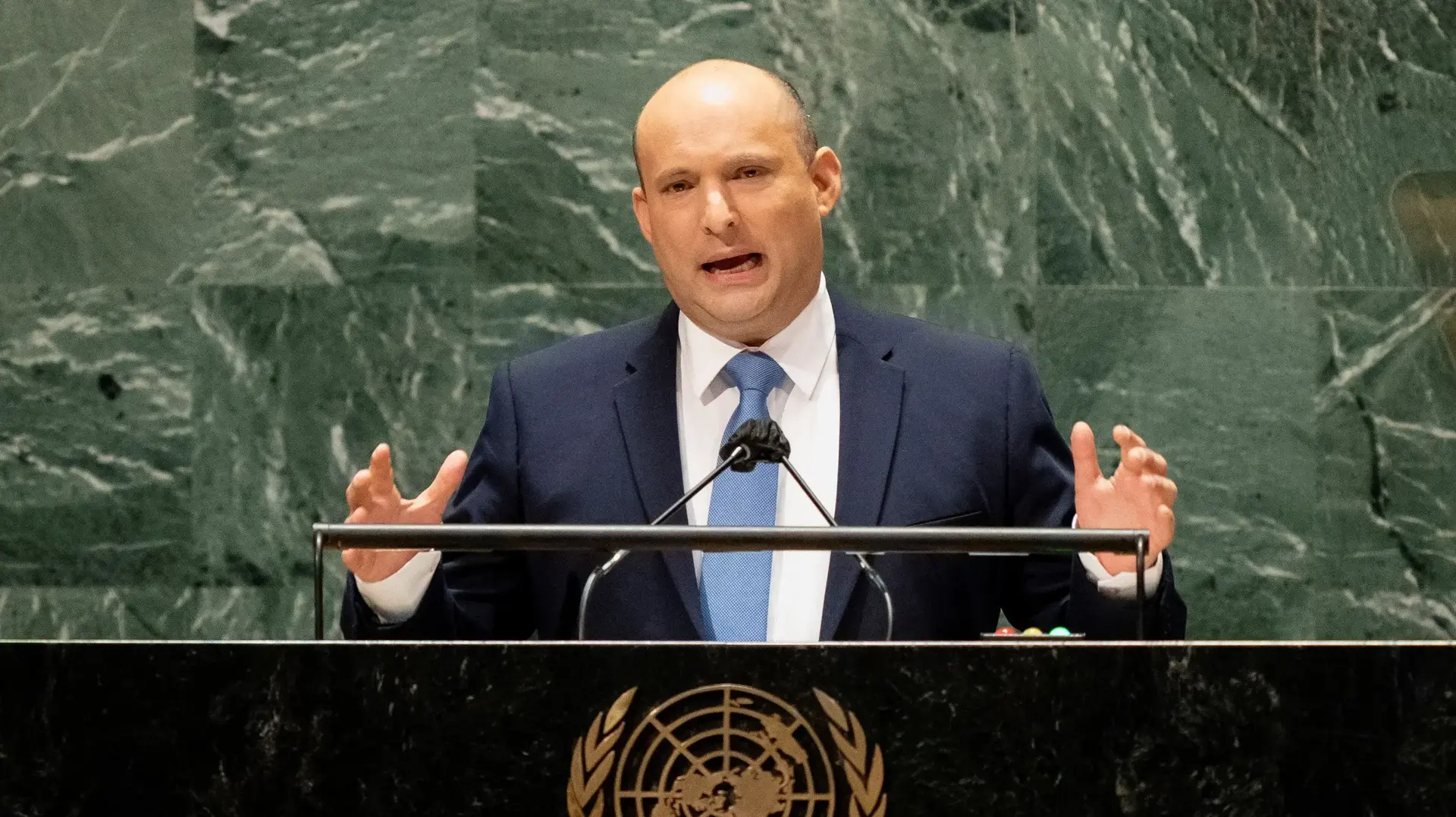 ראש הממשלה נפתלי בנט נואם בעצרת האו"ם 27 בספטמבר 2021 ראש הממשלה נפתלי בנט נואם בעצרת האו"ם 27 בספטמבר 2021