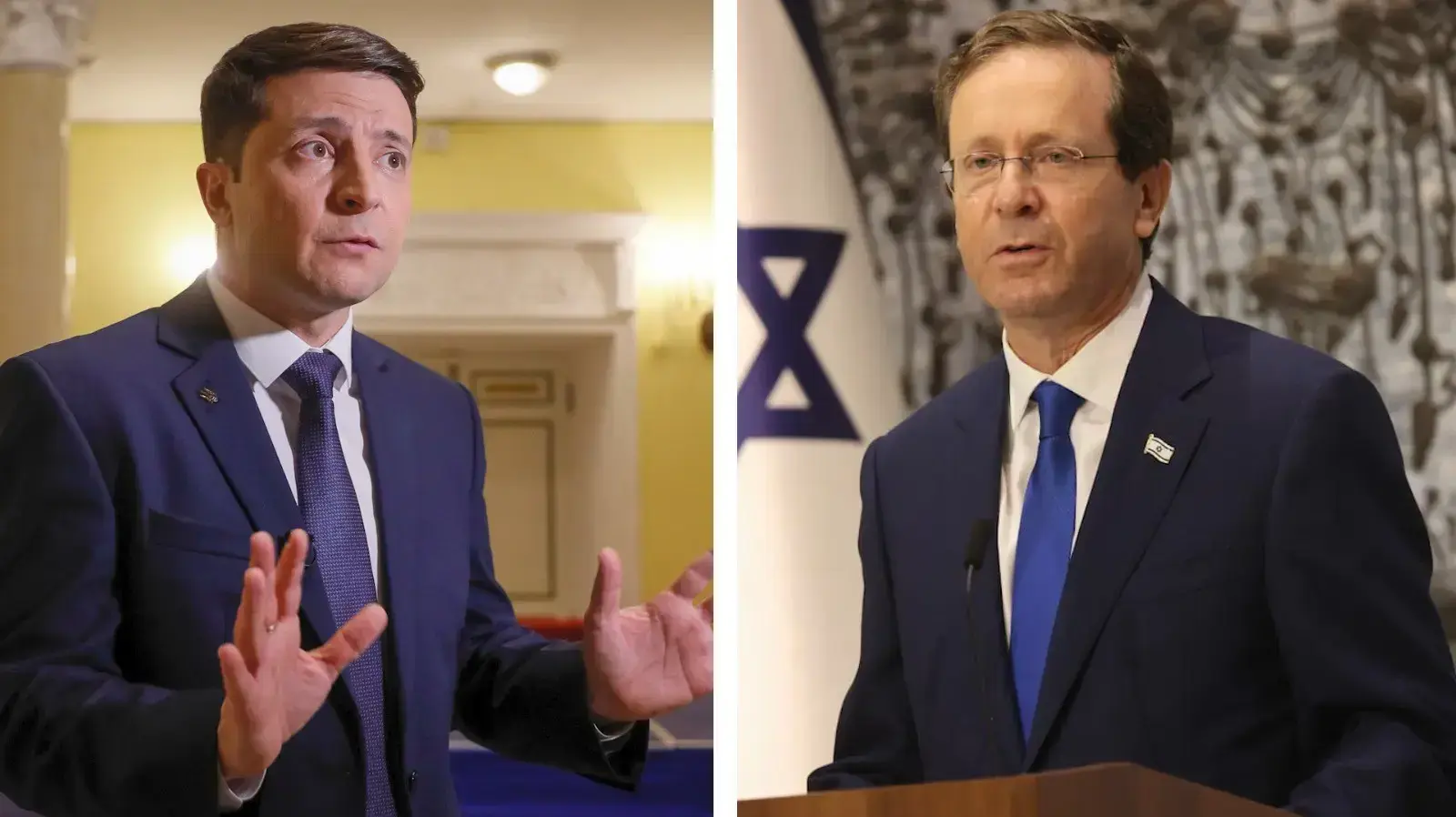 נשיא המדינה יצחק הרצוג ונשיא אוקראינה ולדימיר זלנסקי